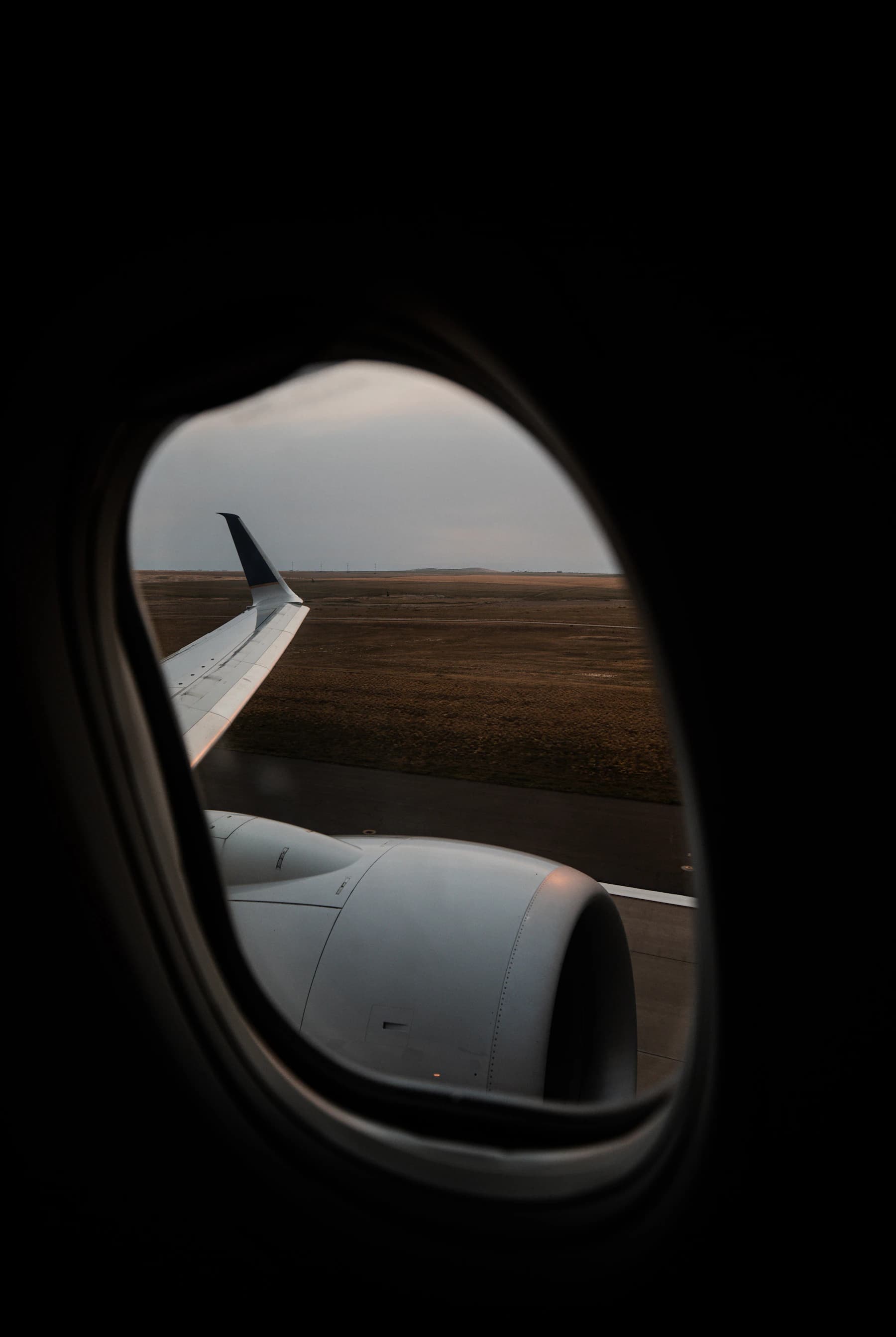 Aircraft wing seen from a cabin window