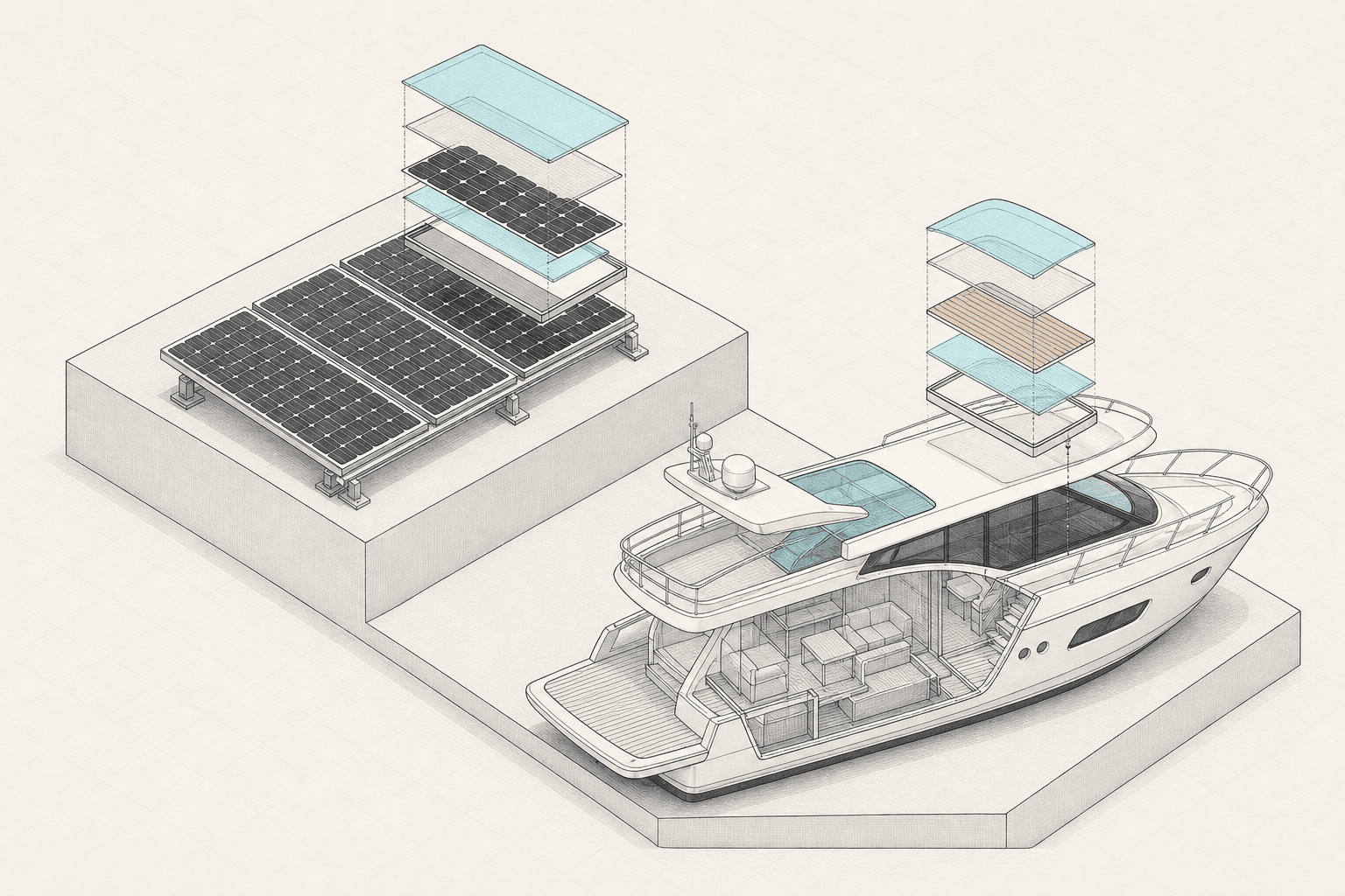 Solar preparation industrial application illustration